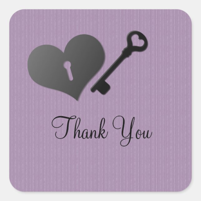 Stickers Lilac Heart Lock et Key Merci (Devant)