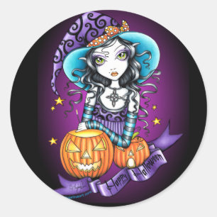 Stickers "Lisa" Halloween Citrouille sorcier