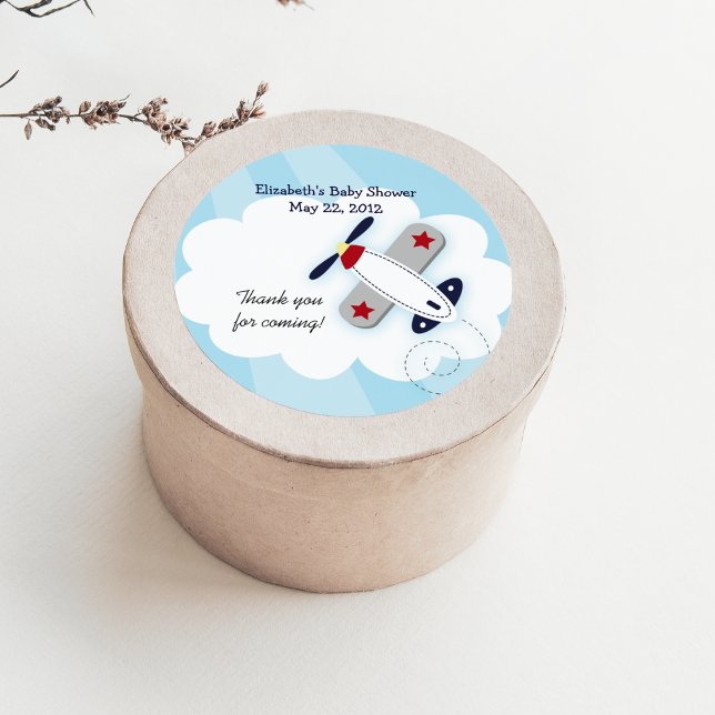 Stickers Little Aviator (Blue) Favoriser (Little Aviator Baby Shower Favor Stickers)