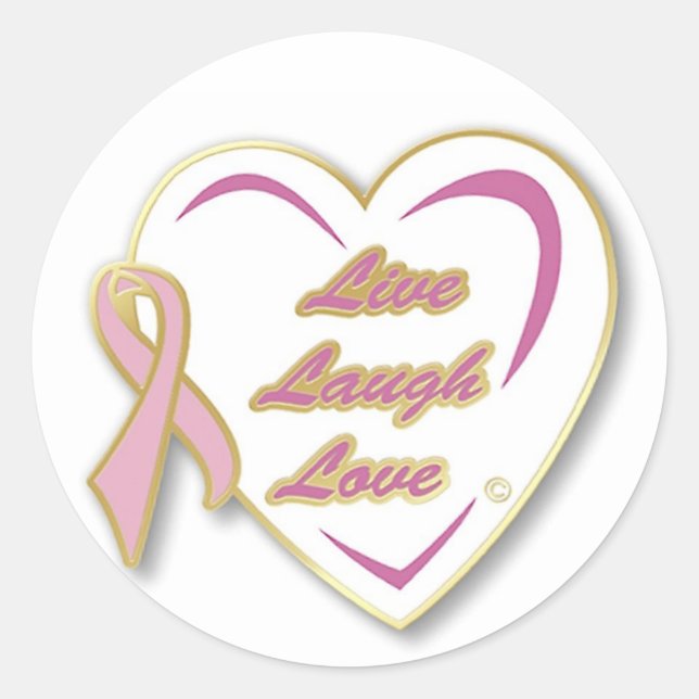 Stickers Live Laugh Love Coeur et ruban rose (Devant)