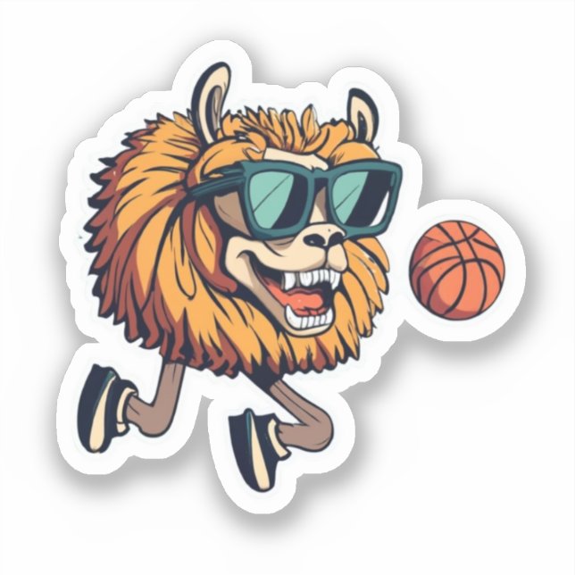 Stickers Llamas mignons, basket-ball (Recto)