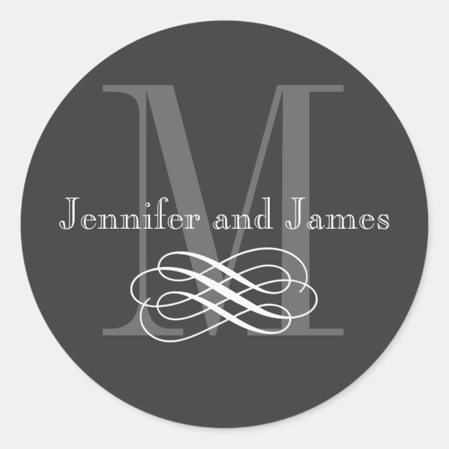 Stickers Logo Mariage Monogramme au charbon (Devant)