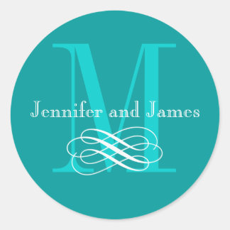 Stickers Logo Mariage Monogramme Turquoise