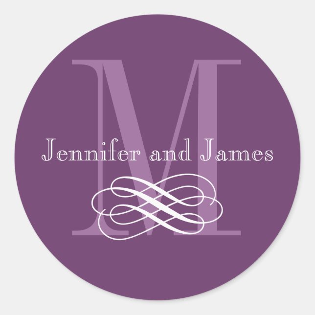 Stickers Logo Mariage Monogramme violet (Devant)