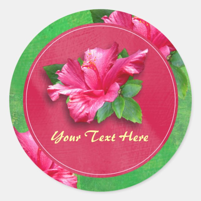 Stickers Luau Anniversaire rose Hibiscus (Devant)