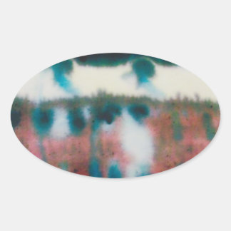 stickers lustrés ovale avec vieux bâtiment en briq