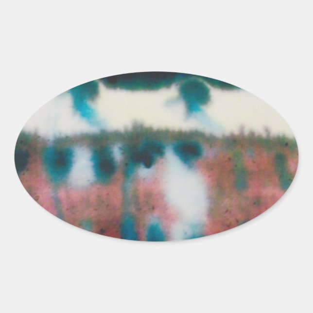 stickers lustrés ovale avec vieux bâtiment en briq (Devant)