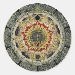 Stickers Magique Rose cosmique Mandala Round