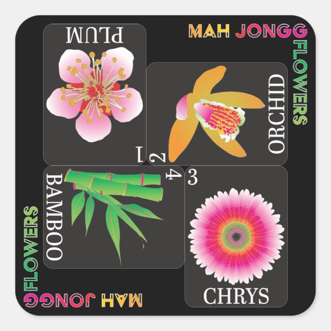 Stickers Mah Jongg 4 Fleurs (Devant)