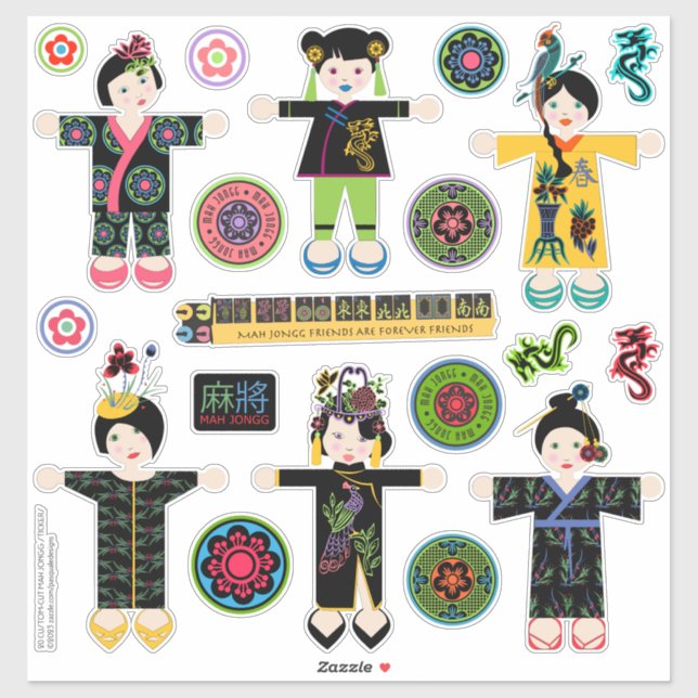 Stickers Mah Jongg Dolls (Feuille)