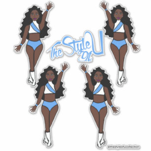 Stickers Majorette / Danseuse Blanc & Bleu clair
