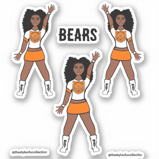 Stickers Majorette / Danseuse Blanc Orange Ours A (Devant)