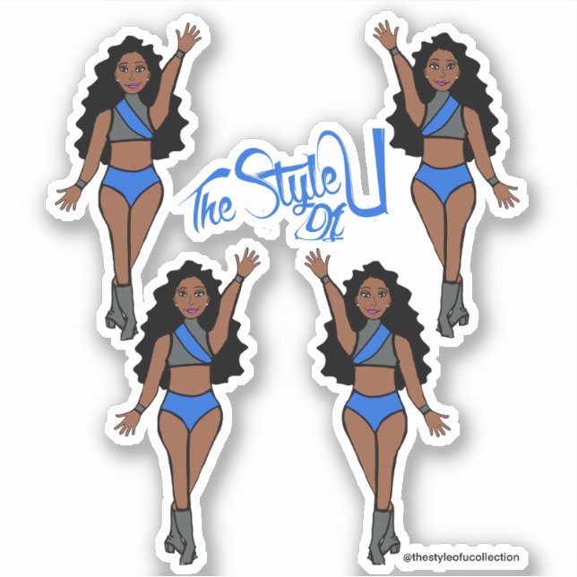 Stickers Majorette / Danseuse Bleu & Gris (Devant)