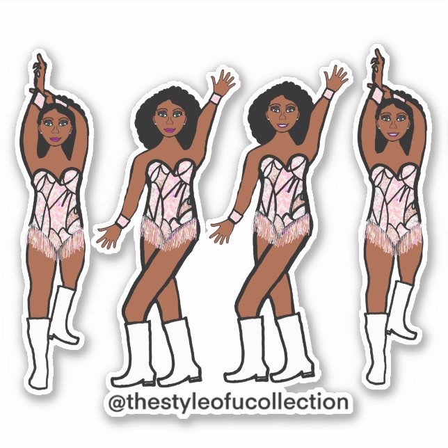 Stickers Majorette / Danseuse Frange Iridescente # (Devant)