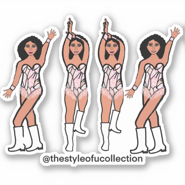 Stickers Majorette / Danseuse Frange Iridescente # (Devant)