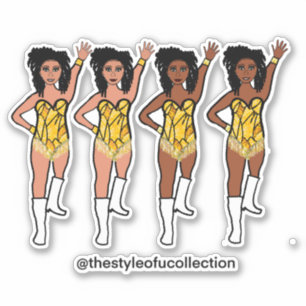 Stickers Majorette / Danseuse Frange Jaune