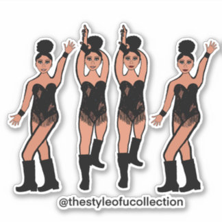 Stickers Majorette / Danseuse Frange Noir #2
