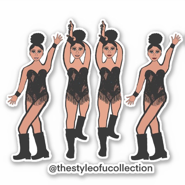 Stickers Majorette / Danseuse Frange Noir #2 (Devant)