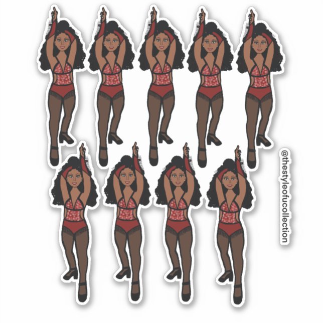 Stickers Majorette / Danseuse Frange rouge / noir  (Devant)