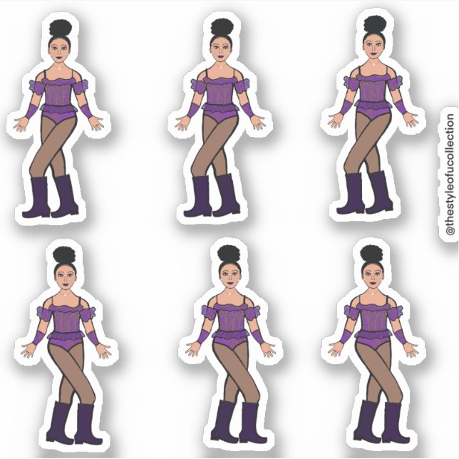 Stickers Majorette / Danseuse Pierres violettes B (Devant)