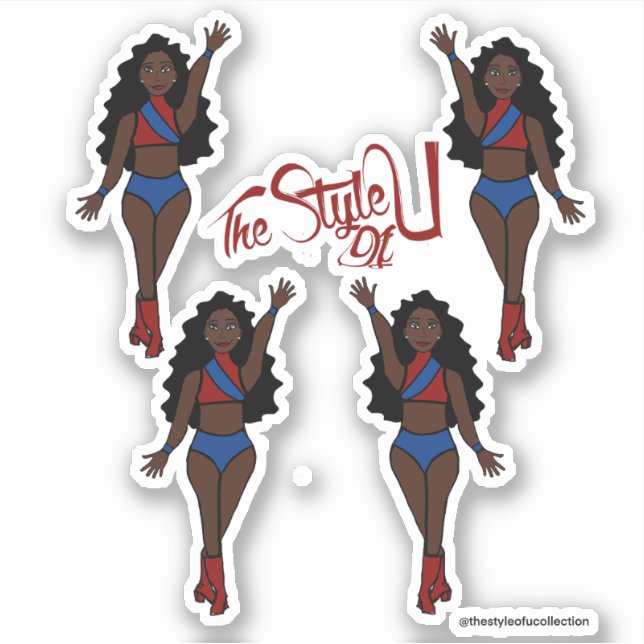 Stickers Majorette / Danseuse Rouge & Bleu (Devant)