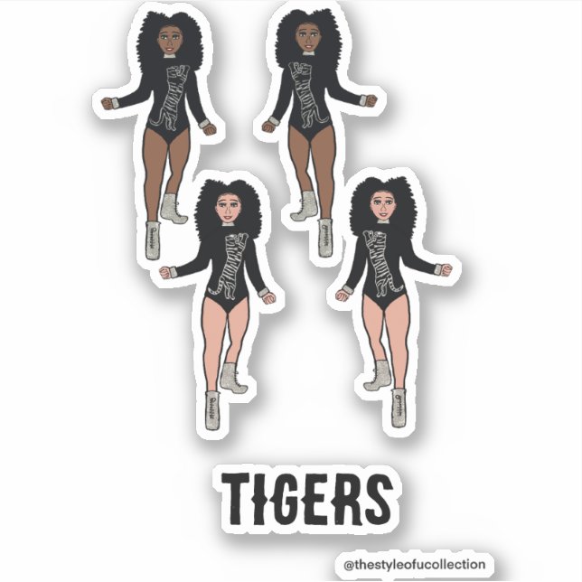 Stickers Majorette / Danseuse Tigre d'argent noir (Devant)