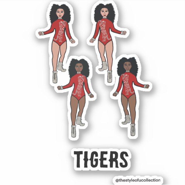Stickers Majorette / Danseuse Tigre d'argent rouge (Devant)