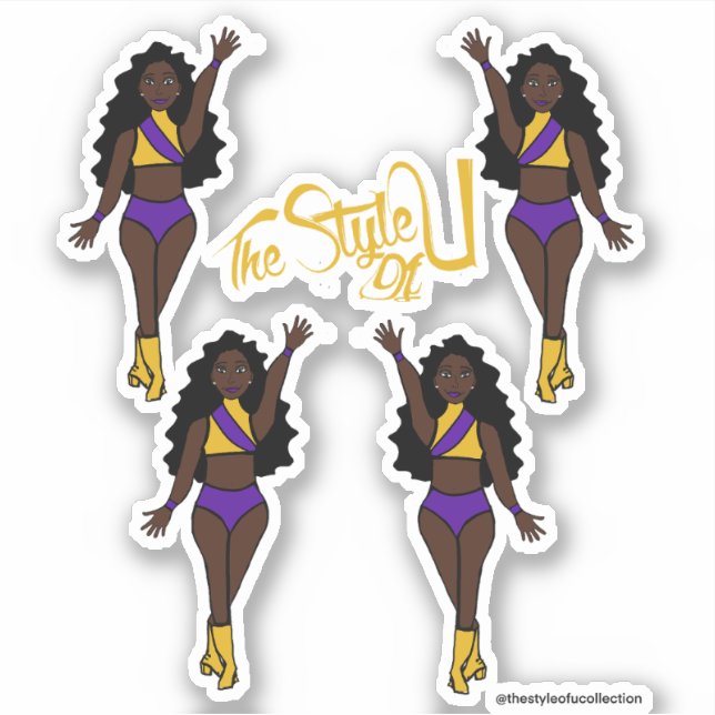 Stickers Majorette / Danseuse violet & jaune (Devant)