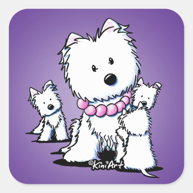 Stickers Maman & Pups KiniArt Westie (Devant)