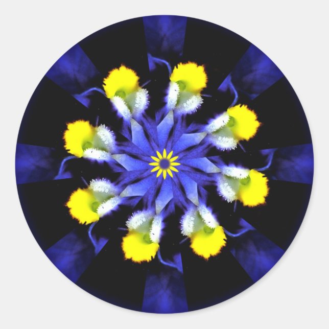Stickers Mandala Pansy Blue & Yellow (Devant)