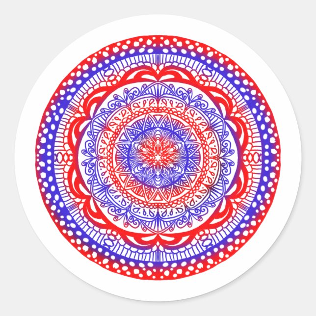 stickers mandala rouge et bleu (Devant)