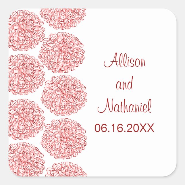 Stickers Mariage à la frontière de Zinnia, Rouge (Devant)