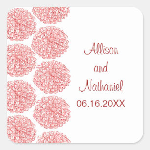 Stickers Mariage à la frontière de Zinnia, Rouge