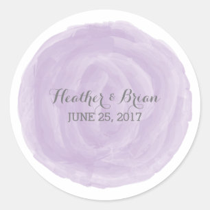 Stickers Mariage à l'aquarelle violette ronde