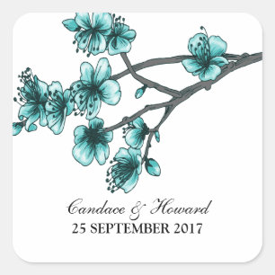 Stickers Mariage Aqua Simple Cerise Blossoms