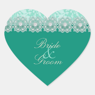 Stickers Mariage Aquamarine dentelle et perles