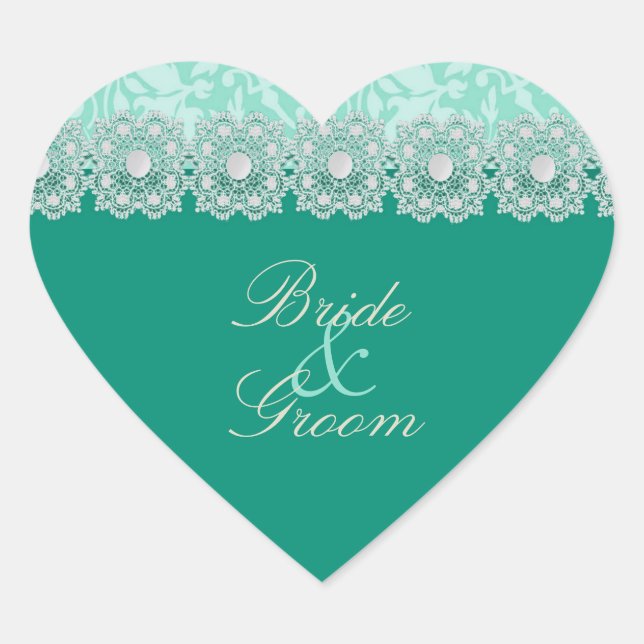 Stickers Mariage Aquamarine dentelle et perles (Devant)