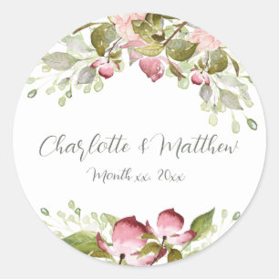 Stickers Mariage Aquarelle Roses roses