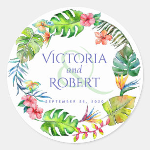 Stickers mariage   Aquarelle tropicale florale