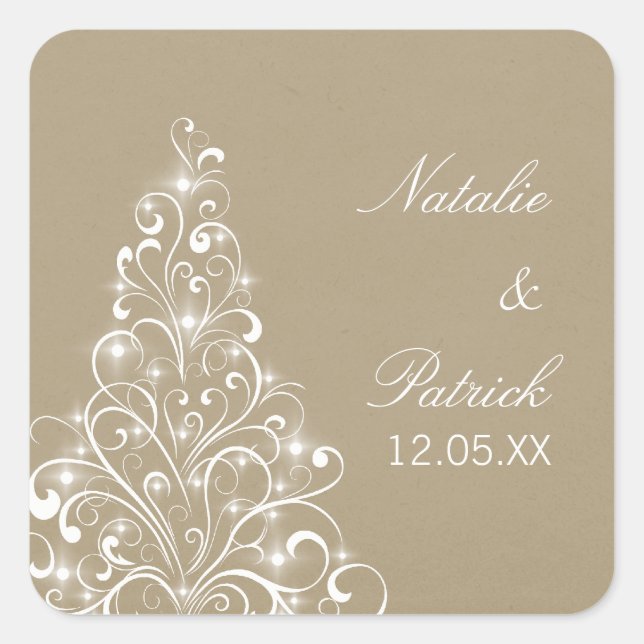 Stickers Mariage Arbre De Vacances Sparkly, Latte (Devant)