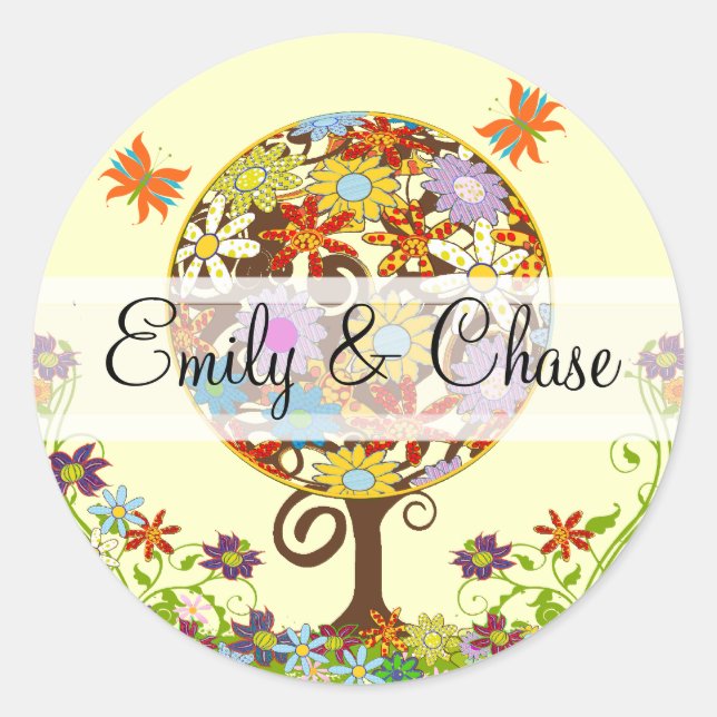 Stickers Mariage Arbre Fleur Love (Devant)