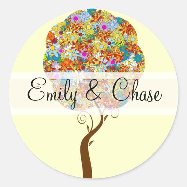 Stickers Mariage Arbre Fleur Love (Devant)