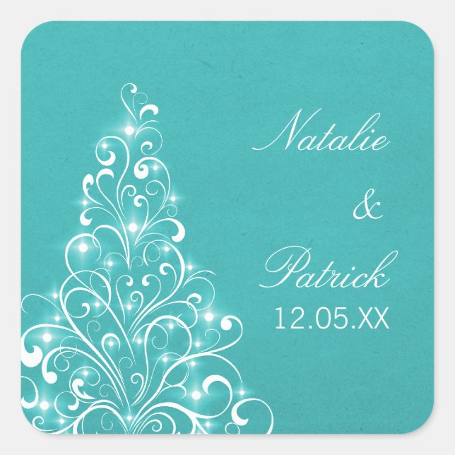 Stickers Mariage Arbre Sparkly, Aqua (Devant)