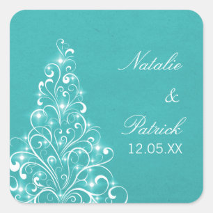 Stickers Mariage Arbre Sparkly, Aqua