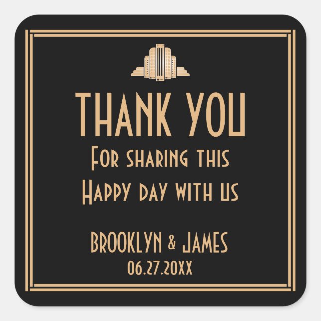 Stickers Mariage Art Déco Black Great Gatsby (Devant)