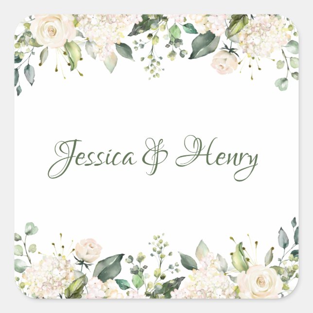 Stickers mariage aux fleurs blanches (Devant)