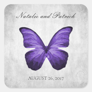 Stickers Mariage aux papillons violets