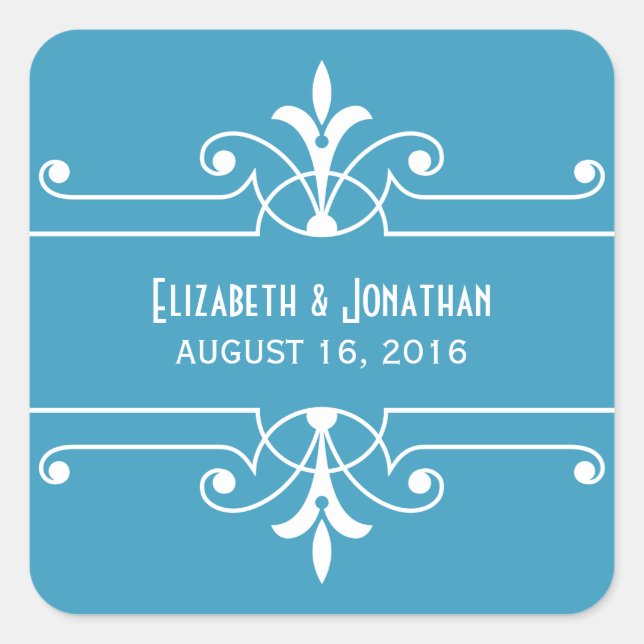 Stickers Mariage Bleu Fancy Ornemental (Devant)