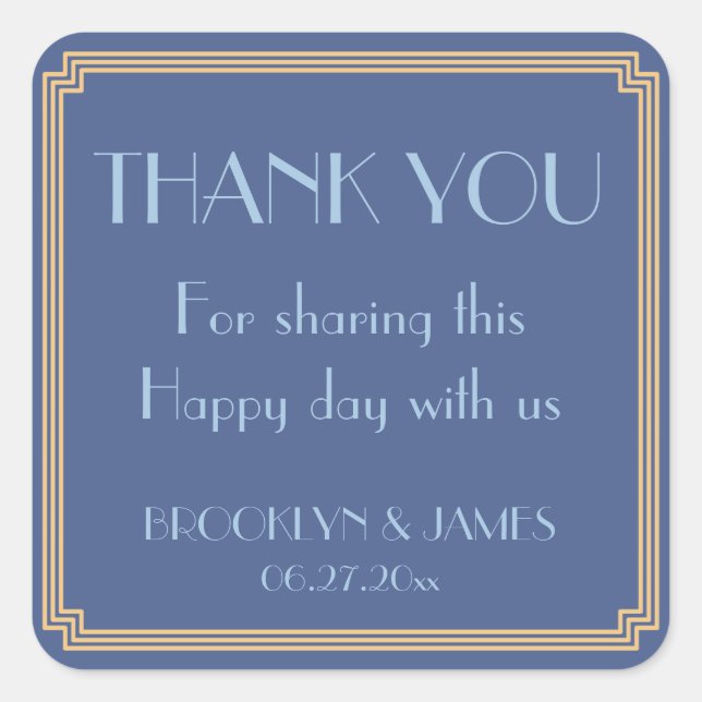 Stickers Mariage Bleu Gatsby Art Déco (Devant)