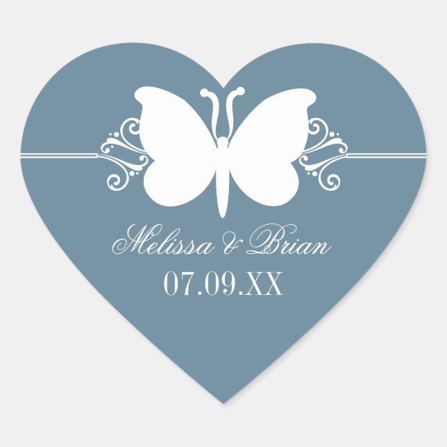 Stickers Mariage Bleu Papillon (Devant)